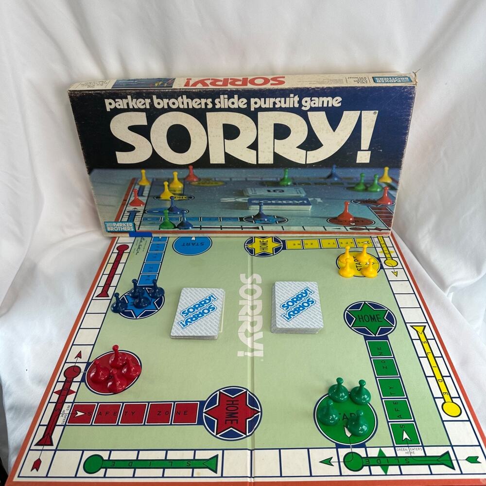 Vintage 1972 Parker Brothers Sorry! Slide Pursuit Board Game Complete